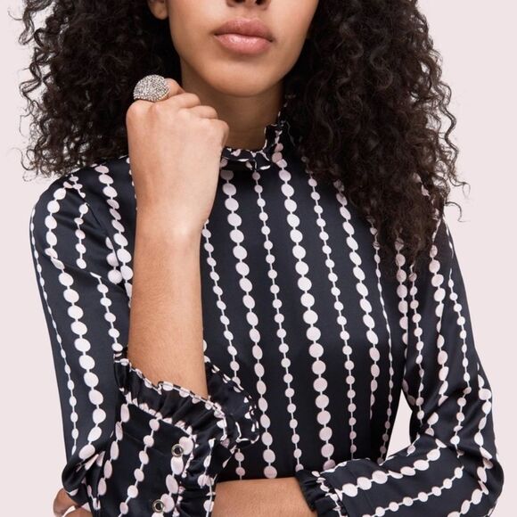 Kate Spade Pearl Drops Silk Dress Size 00 $495 - Picture 7 of 11